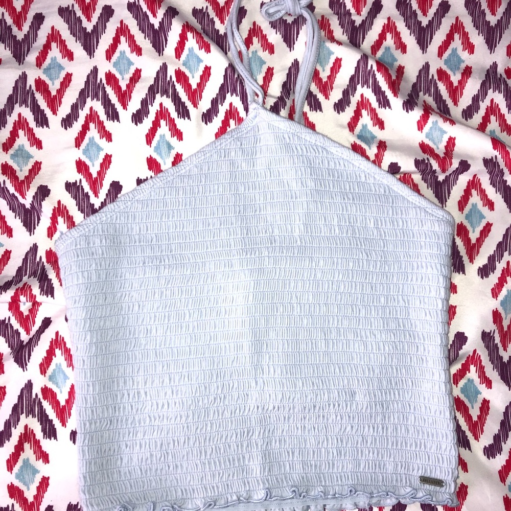 Hollister Scrunch Haltered Baby Blue Top